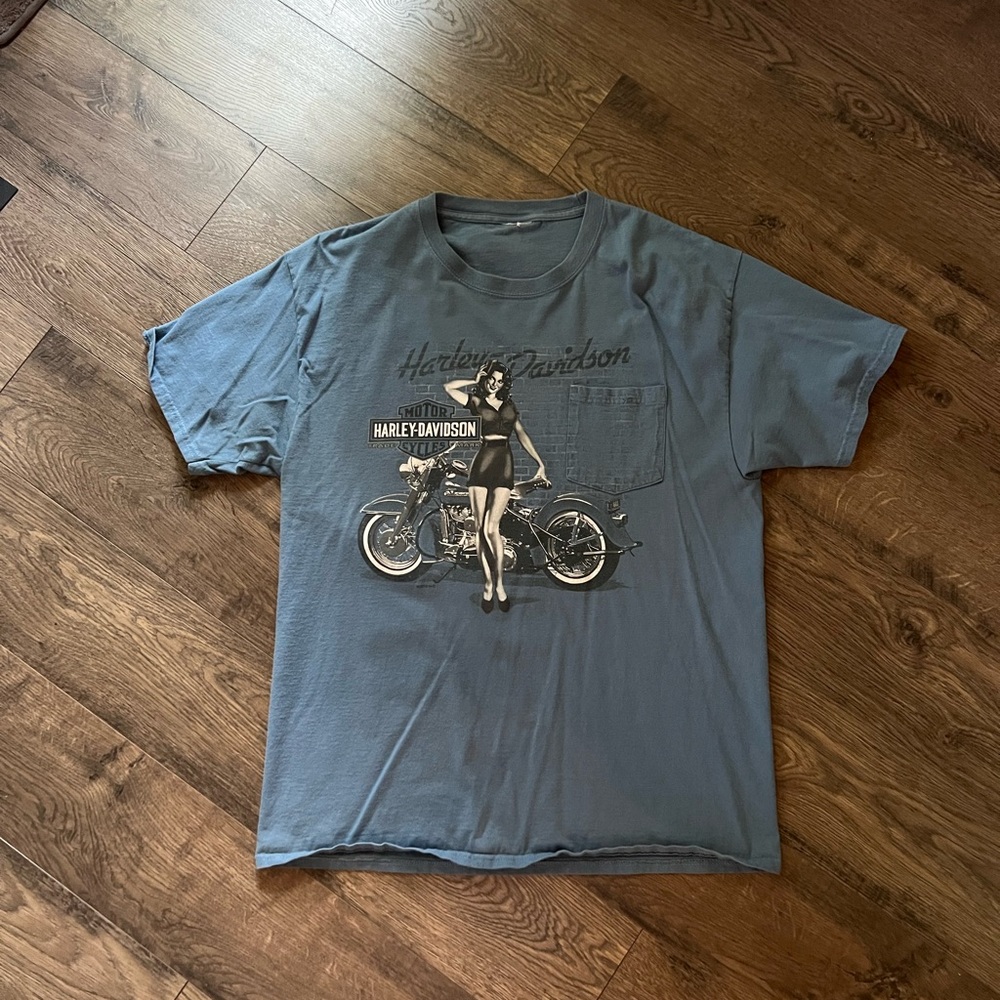 Harley-Davidson Light Blue Graphic Tee for Men